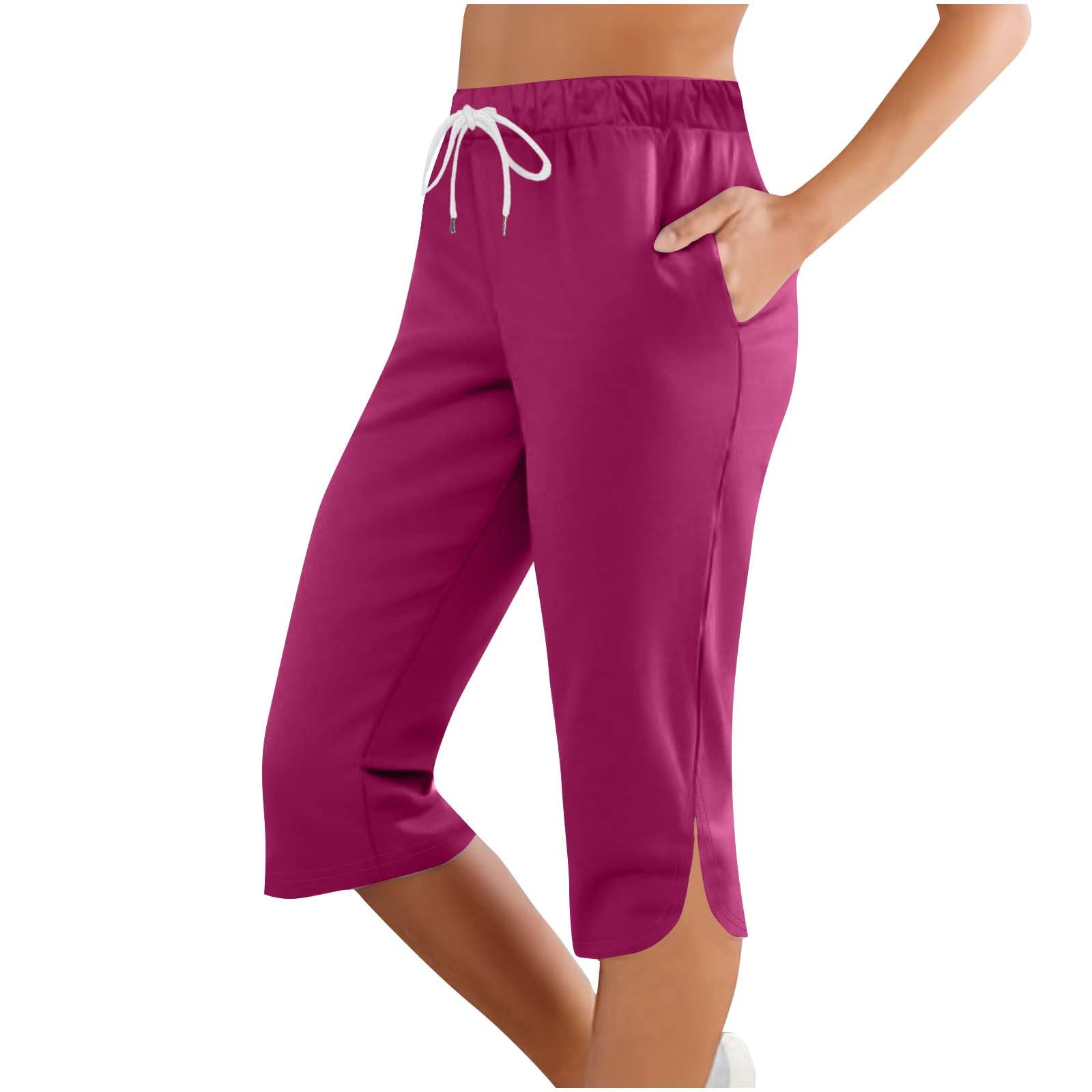 Women Capri Pants Summer Cut Out Side Casual Fashion Drawstring Soft Comfort Capris Workout Running Cropped Jogger — view 20