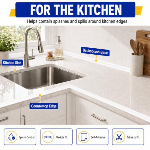 Image of Kitchen Sink Splash Guard and Bathtub Water Barrier, 39 in, Black