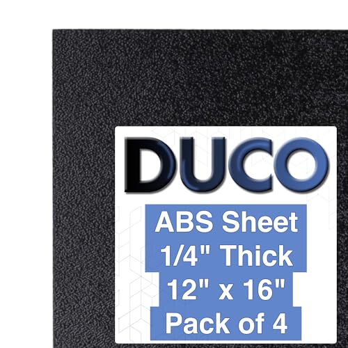 Image of Duco ABS Plastic Sheet 1 /4 inch (6mm) Thick 12 inch x 16 inch - 4 Pack of USA-Made Textured & Matte ABS Black Sheet - Heat Moldable Plastic Panel for Home Decor, Crafts, Robotics, DIY Projects and Industrial