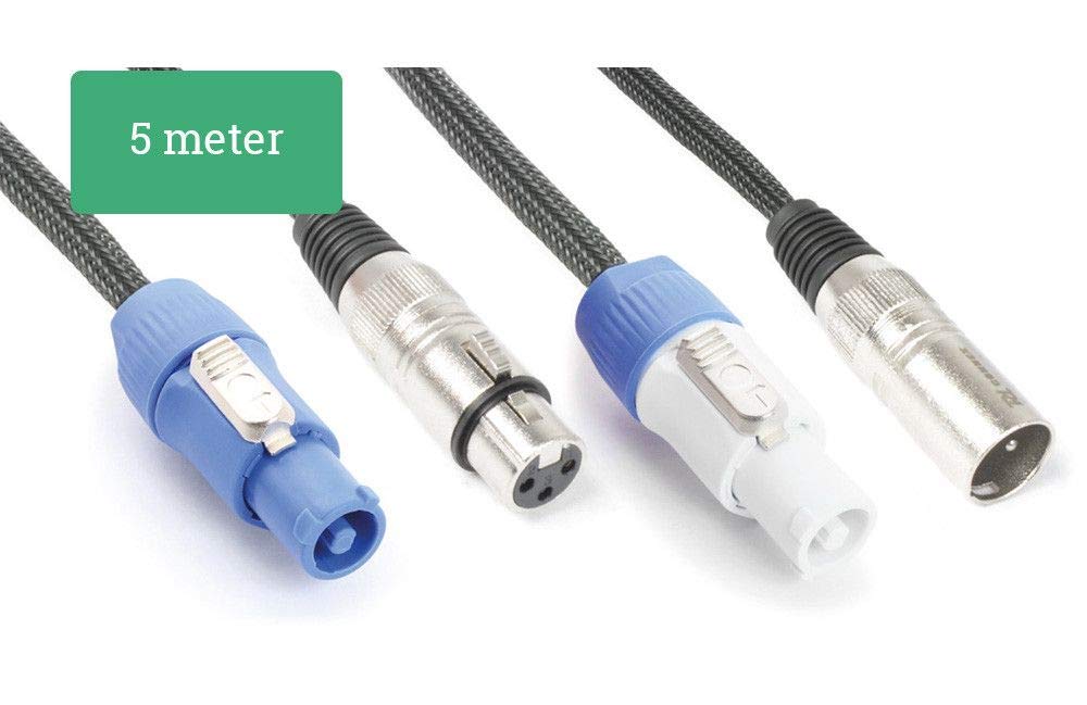 PD Connex Cable de audio combinado Cordón Conector Power b - XLR M/Conector Power A - XLR F - 5m - Ideal para conectar sus altavoces de megafonía
