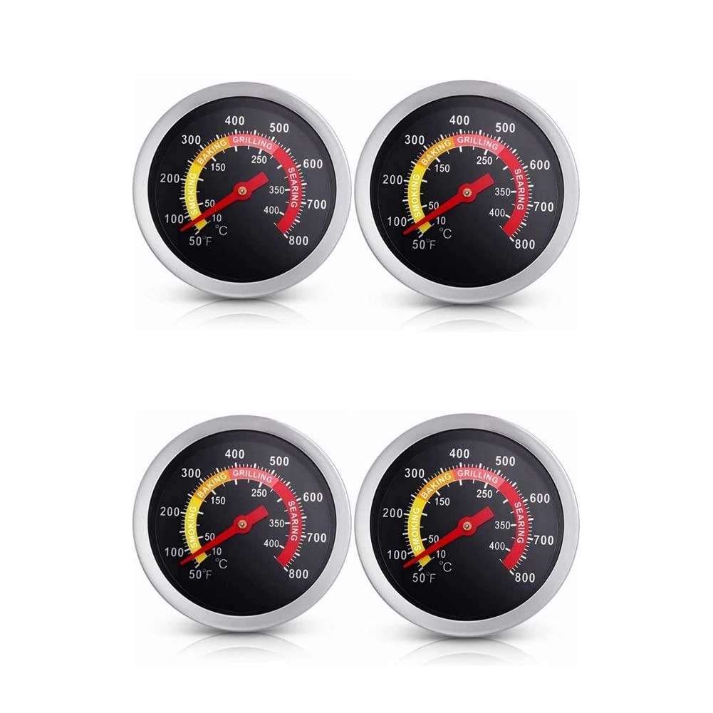 Hndhbfgrt 2X BBQ Grill Temperature Gauge, Barbecue Charcoal Grill Smoker Temperature Gauge Pit BBQ Pizza Oven Thermometer