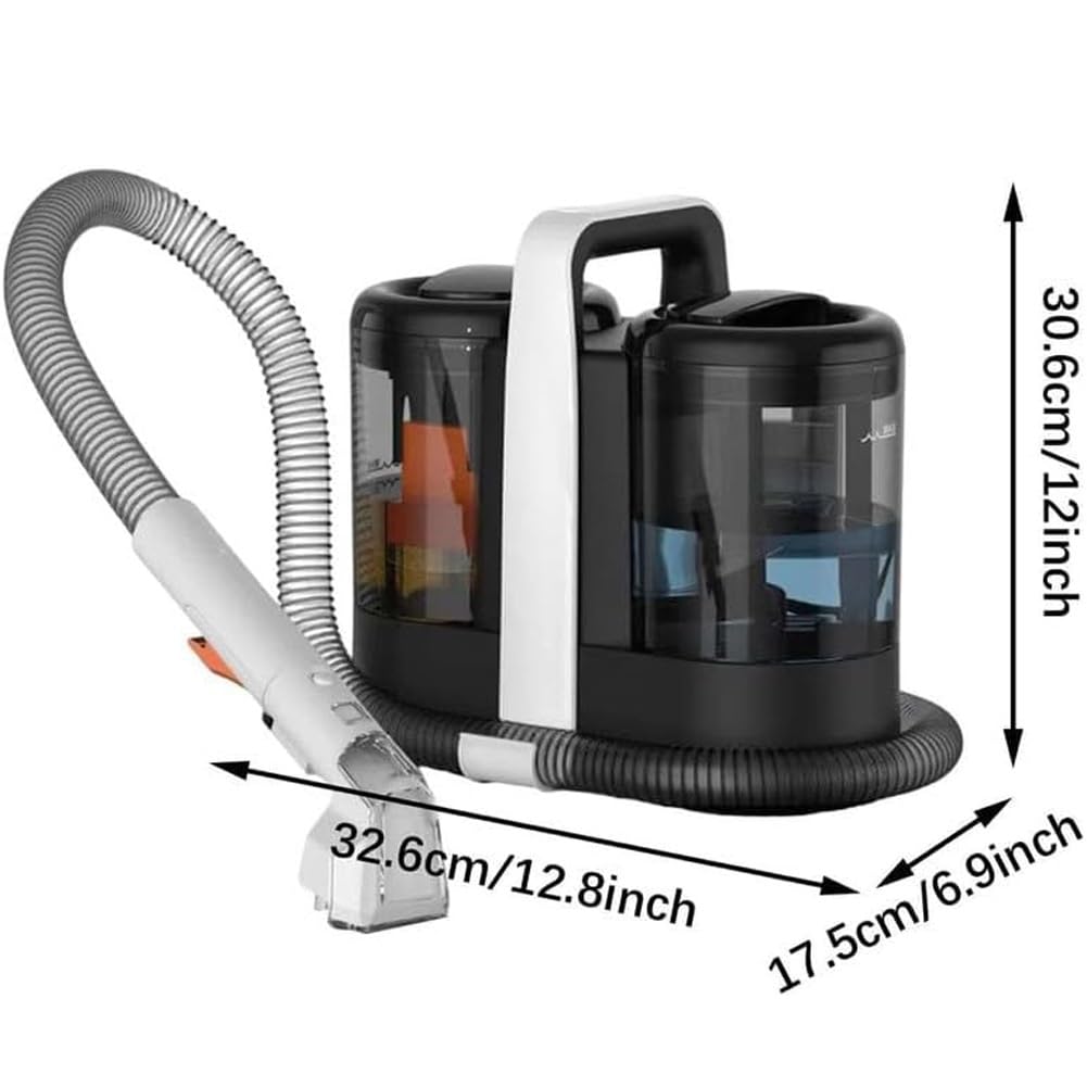 Limpiador de manchas para alfombras de 600 W, limpiador de vapor portátil de 15 kPa, quitamanchas para sofás, alfombras, asientos de coche, dormitorios y salas de estar, con doble depósito de agua.