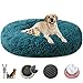 Panier pour Chien Dehoussable, Coussin Chien Anti Stress Lit Moelleux Apaisant Chat Lavable, Coussin Donut pour Chats et Chiens- Cyan||Ø100cm/39in