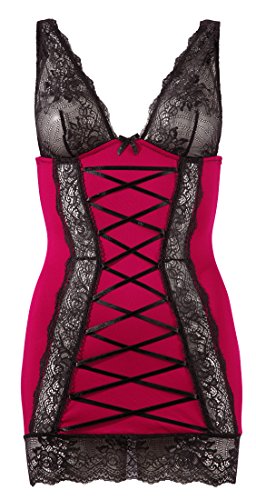 Nuisette chic Cottelli XL rouge noir avec dentelle, le cadeau glamour idéal