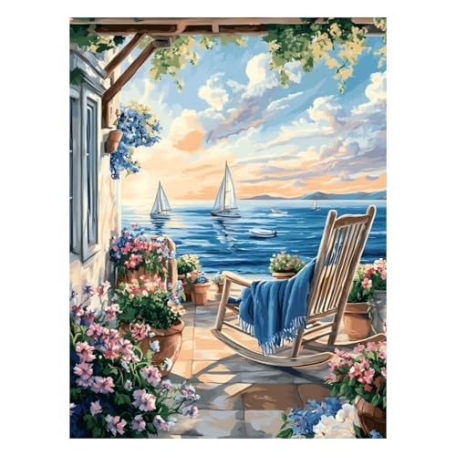 XTCIXAL Diamond Art Kits for Adults, Seaside Diamond Painting, 12x16 Inch