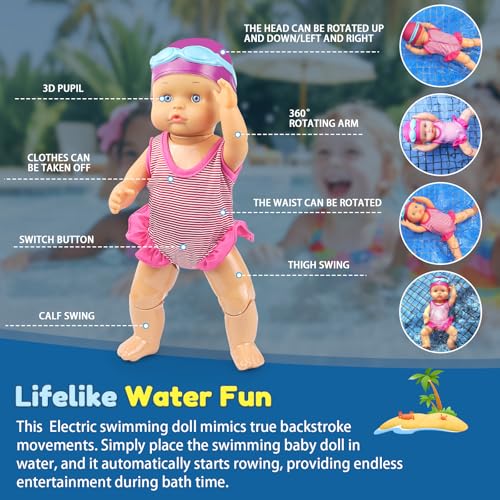 Muñeca eléctrica nadadora impermeable para bebé miniatura 4