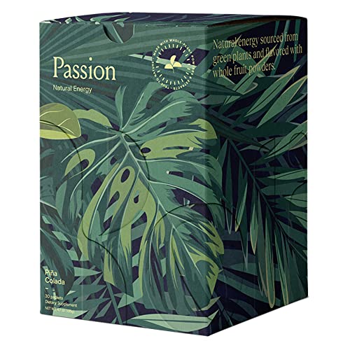 Image of Yoli Passion Energy Powder Mix, Pina Colada, Sugar-Free, 30 Packets Box | Sugar-free pina colada energy drink mix with green tea and guarana for endurance, stamina, and daily performance support.