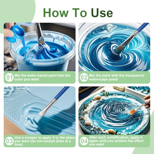 WANJAO Water for Diorama, Realistic Water Woodland Scenics Realistic Waters Gel Diorama Supplies with 6 Colors Pigment and Brushes for Modelers Miniature Enthusiasts 50ml*2 - Image 6