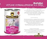 Wolfsblut Vetline Hundefutter - Hypoallergenic, 12kg + 6x395g - Sparbundel, Sparpaket - inklusive Warnicks Tierfutterservice Hundesnack Goodie