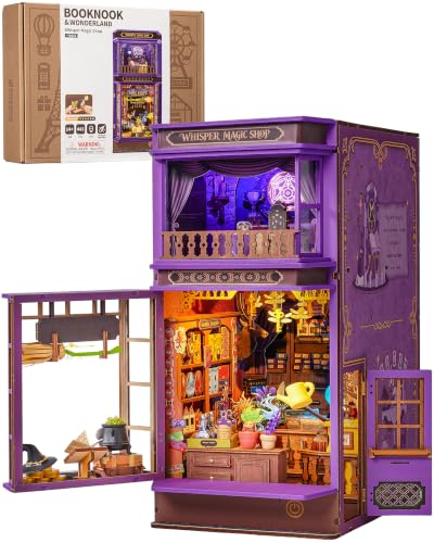 ROBOTIME Book Nook Boutique Magique LED, Diorama 3D Bois DIY