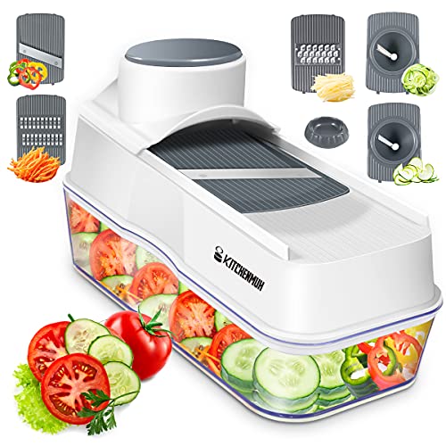 Mandoline Slicer, Vegetable Spiralizer Slicer, Vegetable Chopper, Cutter, Grater, Food Chopper, Onion Chopper Salad Chopper Veggie Chopper Food Slicer-5 Blades