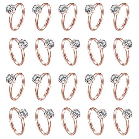 Topoox 60 Pack Rose Gold Diamond Engagement Rings for Bridal Shower Party Game Wedding Table Decorations Cover