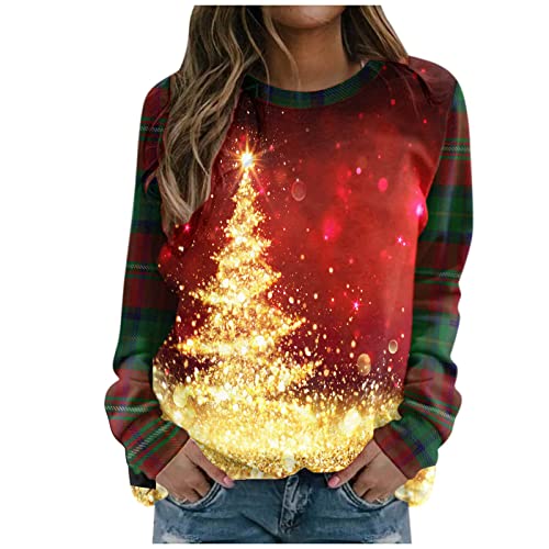 Unisex Animal Print Crew Neck Ugly Christmas Xmas Pullover Sweatshirt Ugly Christmas Sweater For Women Cats Red #TOP3