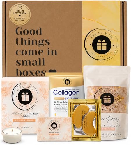 Treat Mail Birthday Pamper Gifts for Women | Relaxation Spa Bath Set & Self Care Hamper | Hug in a Box Care Package For Mum Friends Sister Wife | Wellbeing Gift For Mothers Day & Christmas