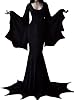 YEAXLUD Vampire Womens Halloween Costumes Long Wide Sleeves Morticia Addams Costume Wrap Gothic Witch Dress Witchy Dress black, XX-Large