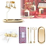 UCINNOVATE Christmas Spinning Candle Holder + 4 in 1 Candle Accessory Set for Candle Lover, Romantic