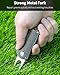 GreenHaven 2 Pack Golf Divot Repair Tool for Golfers Foldable Metal Green Tool with Magnetic Putt Alignment Ball Marker Pop-up Fork Tine with Sturdy Aluminum Alloy Handle (Silver & Black)