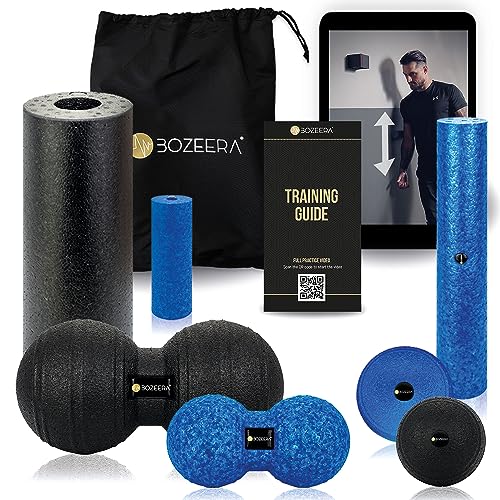 BOZEERA | Faszienball Set, Faszienrollen Set | 3X Faszienrolle mini klein...