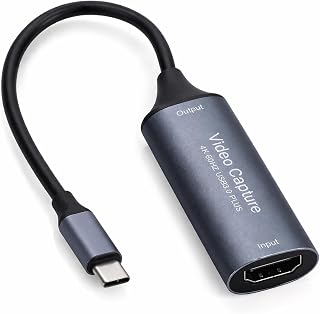 Gugxiom Video Capture Card 4K 60Hz Input for Clear Live Recording, HDMI to USB C Capture Card with USB 3.0 Low Latency Support for Streaming, Meetings, Teaching and Games