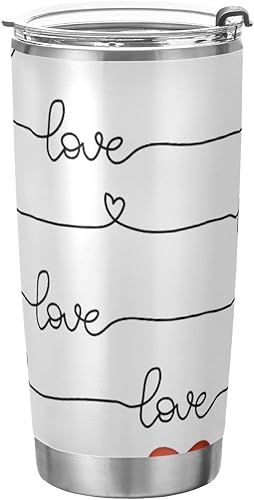 susiyo Simple Lines - Vaso al vacío de 20 onzas para el día de San Valentín, con tapa abatible y pajita, botella de agua de acero inoxidable, disponible en Yaxa Guatemala