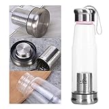 Taza infusora de té: haz té suelto, hierbas o frutas, o utiliza bolsas de té para llenar esta botella de 430 ml con un delicioso té utilizando el infusor de metal de calidad. Experimente con recetas para producir una variedad de infusiones saludables y ricas en vitaminas. También puedes llenar con tus cafés favoritos para crear una sabrosa cerveza fría.