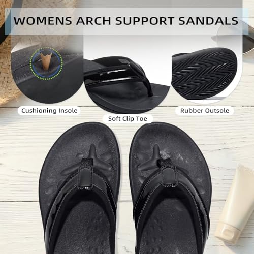 Image of Orkii Womens Plantar Fasciitis Feet Sandals, Best Orthotic Flip Flops With Arch Support, Comfortable Walking Sandals