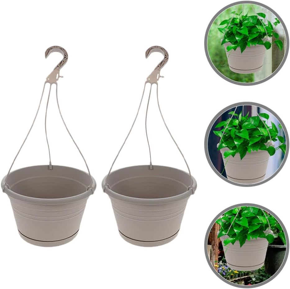 Yardwe 2pcs Plastic Hanging Planter Outdoor Pot Plant Pots Hanging Pot with Hook
