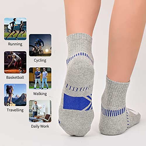 Cooplus Men's Cotton Athletic Ankle Socks Performance Cushioned Quarter Moisture Wicking Sock - 6 Pairs #TOP6
