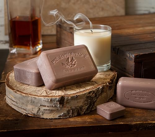 Image of Pre de Provence Artisanal Soap Bar, Natural French Skincare, Enriched with Organic Shea Butter, Quad Milled for Rich, Smooth & Moisturizing Lather, Vanilla Cognac, 5.3 Ounce