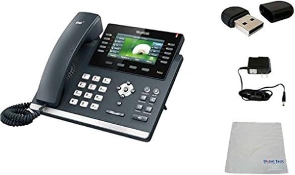 Yealink T46G SIP POE Office Phone Bundle with Power Supply and Microfiber Cloth - Requires VoIP Service - Vonage, Ring Central, 8x8, Mitel or Cloud Services - T46G WiFi Bundle