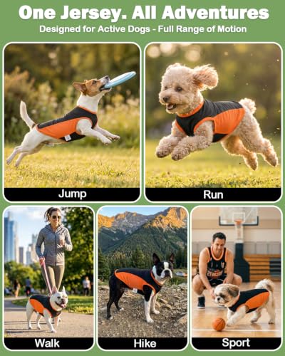 Image of CuteBone Cooling Stretch Sport Dog Tank - Athletic Fan Pet Jersey - Color Block Pet Vest for Small Dogs, Cats