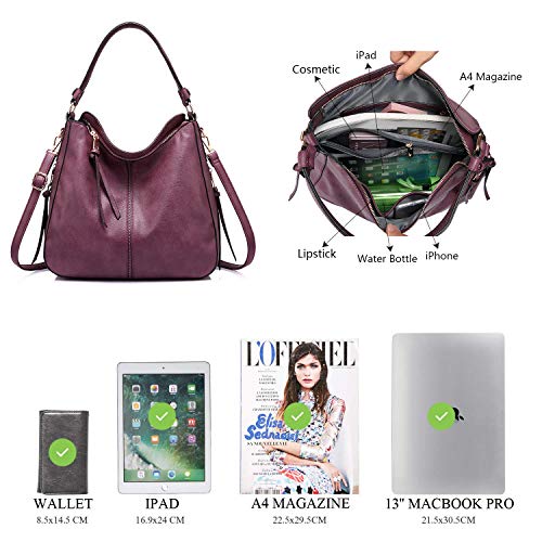 Image of Realer Hobo Crossbody Bags for Women Designer Faux Leather Hobo Handbags Retro Large Size Shoulder Bag Bucket Purse
