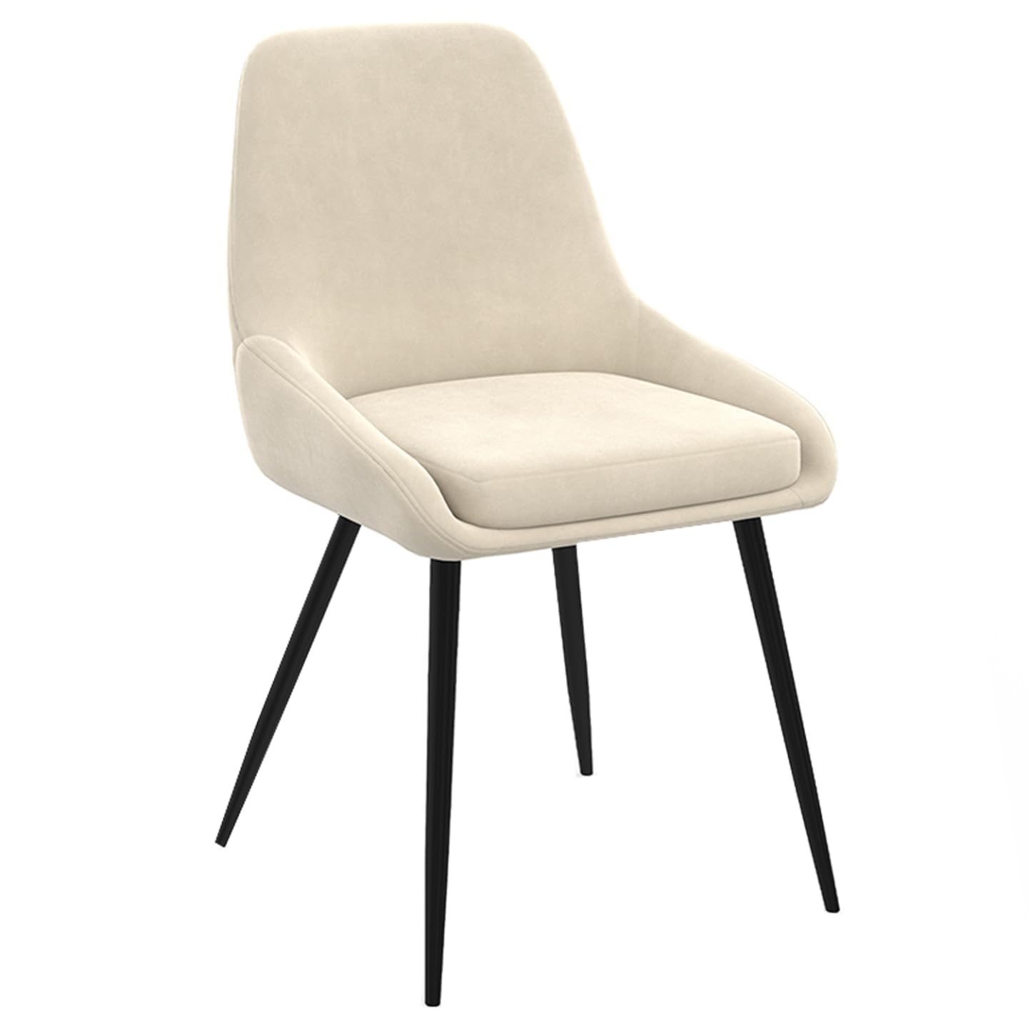 IDMarket - Lote de 4 sillas THALYA de terciopelo beige con medio reposabrazos