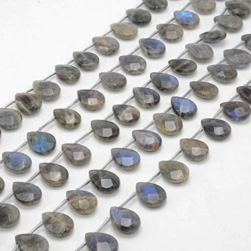 Labradorite Teardrop Beads, Natural Gemstone Beads, Blue Flash Labradorite Faceted Beads 13x18mm