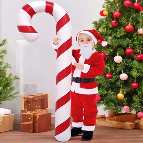 JIAMIAN Bastón De Papá Noel, Bastón De PVC Inflable, Accesorios De Decoración De Eventos Navideños a Gran Escala, Bastón De Decoración De Caramelo Junto Al Árbol De Navidad (180 cm) JIAMIAN Bastón De Papá Noel, Bastón De PVC Inflable, Accesorios De Decoración De Eventos Navideños a Gran Escala, Bastón De Decoración De Caramelo Junto Al Árbol De Navidad (180 cm)