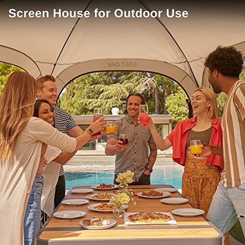 Image of East Oak Screen House Tent Pop-Up, Portable Screen Room Canopy Camping 12 x 12 FT with Carry Bag for Patio, Backyard, Deck & Outdoor Camping Activities, Beige