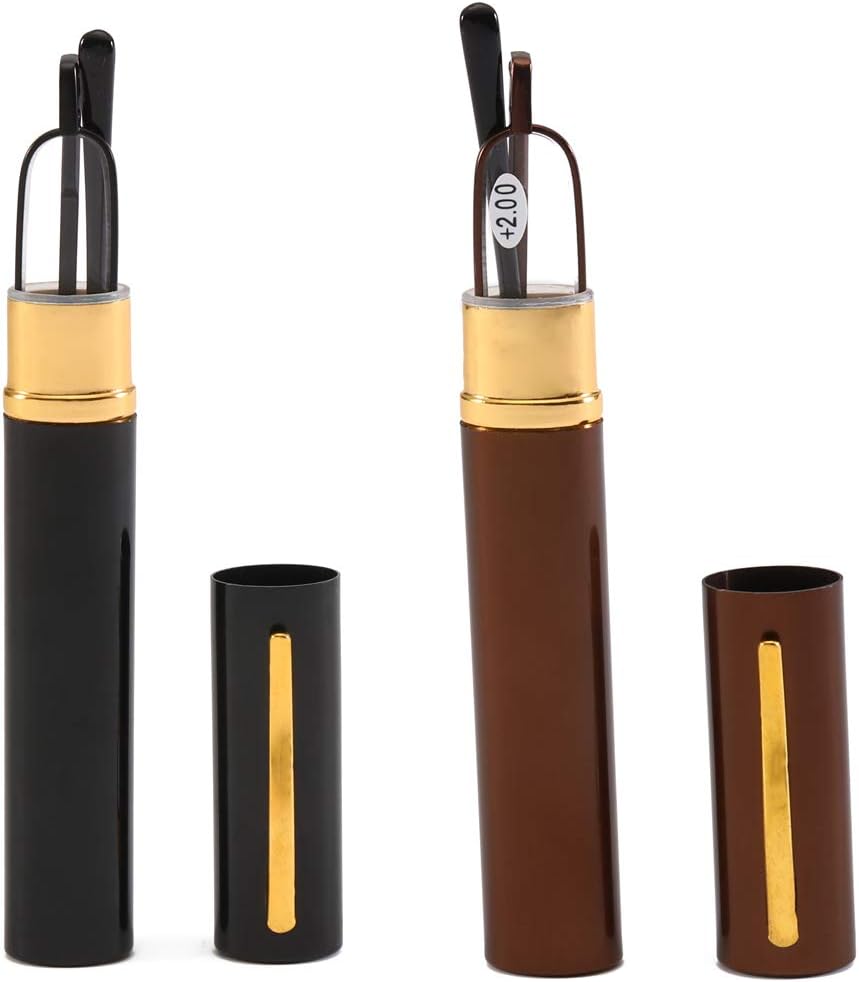 SOOLALA Super Slim Compact Reader Reading Glasses Reader w/Pen Clip Tube Case