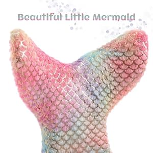 Guyou Fuzzy Cute Kids Desk Chair Mermaid Back Chair Colorful Adjustable Study Chair Swivel Rolling Chair for Teen Girls BoysBedroomChildren GiftRed Colorful