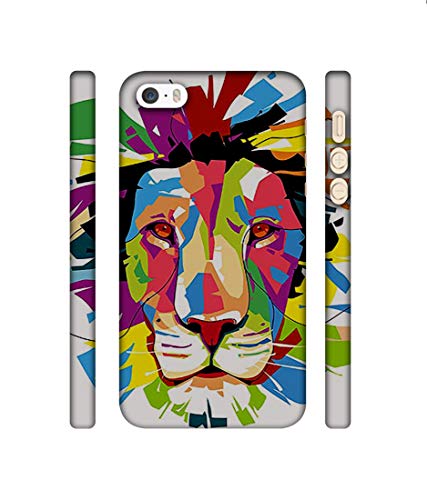 Image of Amazon Brand - Solimo Designer Lion Multicolor Vector 3D Printed Hard Back Case Mobile Cover for Apple iPhone 5 / 5S