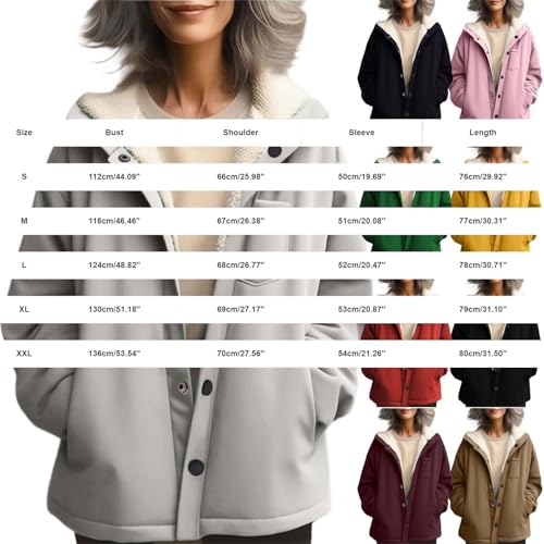 Chaqueta de forro polar para mujer con forro de sherpa cálido y botones para invierno 6