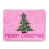 Christmas Coin Purse for Women Beaded Holly Jolly Pouch Bag Be Merry Joy Purse Handmade Small Change Purse Wallet with Zipper Christmas Outfits Accessories Gifts (Style J)