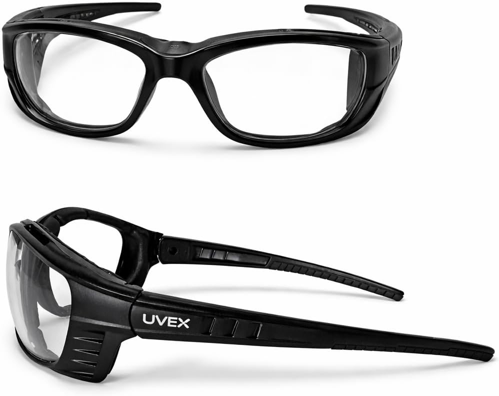 Foam-Lined Anti-Fog Safety Glasses – Clear Lens, Adjustable Ratcheting Temples, Ventilated Frame, Includes Headband, Black Frame