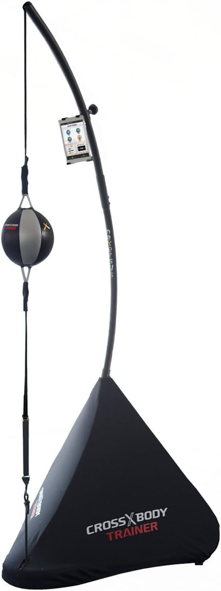 Nexersys Cross Body Trainer with Freestanding Double End Bag for Boxing & MMA, Large, Matte Black