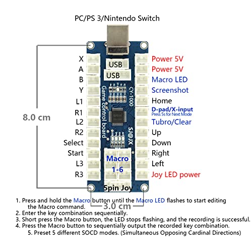 Image of SJ@JX Arcade Game USB Encoder Board Macro Command Zero Delay Gamepad Button Joystick Controller for Nintendo Switch PC PS3 Raspberry Pi