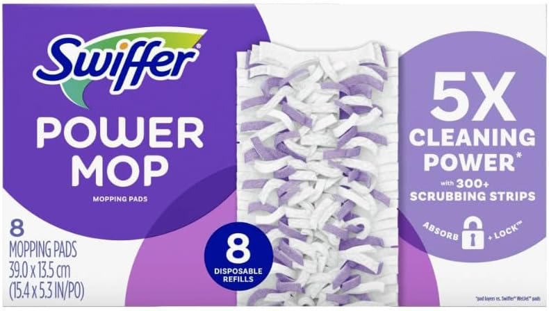 Swiffer PowerMop Multi-Surface Mop for Floor Cleaning, Mopping Pad Refills for Floor Cleaning, 8 Counts