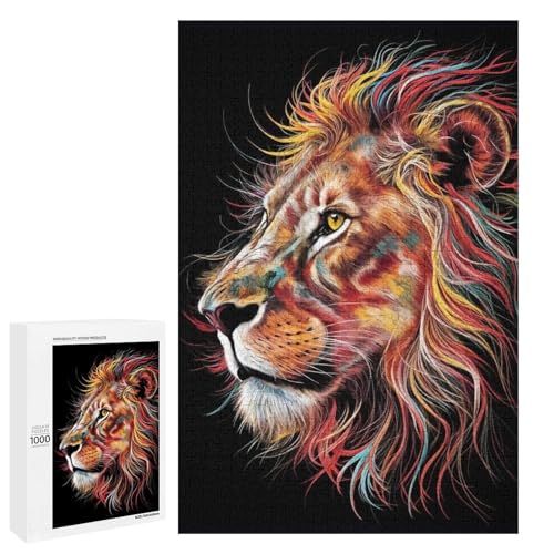 Puzzle pour adolescents lion coloré grand format décoration murale originale