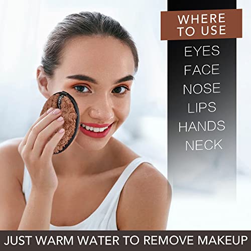 Sunland Reusable Microfiber Makeup Remover Pads Washable Face Cleaning Cloths Facial Make Up Removal Pads Rounds With Laundry Bag 6 Pack,4.7(2 Black+2 Brown+2 White) #TOP6