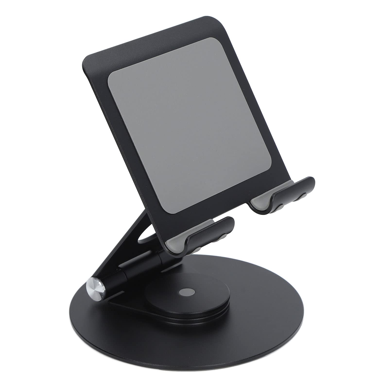 Supporto pieghevole per telefono con rotazione a 360 gradi, supporto da scrivania in alluminio ad altezza regolabile, base stabile per laptop fino a 17,3 pollici e smartphone (Nera)