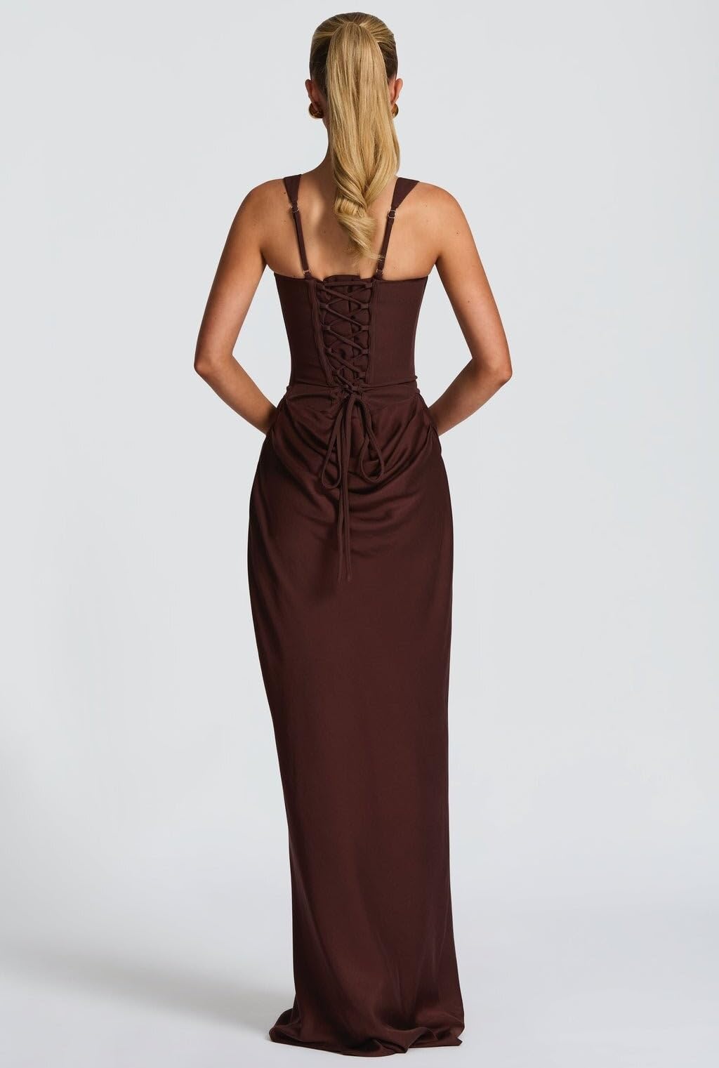 Robe longue corset pour femme avec lacets dans le dos - Robe de soirée moulante - Robe de soirée formelle pour mariage, fête d'invités