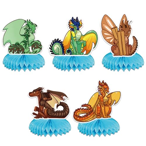 5Pcs wings of fire Party supplies set wings of fire Honeycomb Centerpieces Double Sided Table Topper for wings of fire Birthday Party Decorations